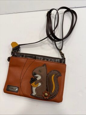 Chala Orange Brown Squirrel Crossbody Bag